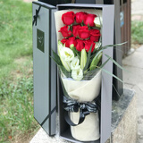 一花一恋鲜花同城配送红玫瑰花束礼盒送女友老婆生日礼物全国花店 鲜花·11朵红玫瑰百合礼盒装