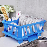 放碗架沥水架沥碗架晾碗柜厨房用品用具置物架餐具滴水塑料 正面沥水碗架蓝色