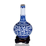泰浦瓯 景德镇陶瓷器 仿古青花瓷小花瓶花插中式家居装饰酒柜客厅电视柜台面工艺品摆件 胆瓶 不带底座