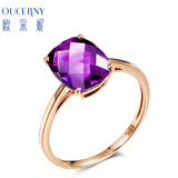 欧采妮 18 K金镶紫水晶戒指彩色宝石戒指女士款紫晶 需定制7-10个工作日 18K玫瑰金 需联系客服定制圈口