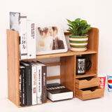 康千秋桌面书架小书架收纳整理储物架简易学生伸缩迷你桌上置物架子 双层双抽屉68款