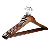 四喜 实木衣架原木木制防滑衣挂衬衫t恤木质衣撑酒店晾衣服挂衣撑子 6685复古色衣架10支装