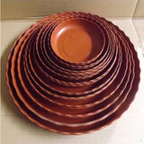 锦枫（jinfeng）花盆托圆形波浪花边垫子加厚塑料接水盆底座盆托 240号红色托盘