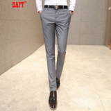 Daft春秋季新款男士修身小脚休闲西裤 白领工作装免烫西裤伴郎职业装男式西服裤子 K256灰色 30相当于2尺3修身偏小
