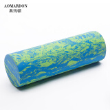 Aomadon迷彩泡沫轴瑜伽柱普拉提泡沫按摩轴肌肉放松按摩轴 EVA瑜珈滚轴 光面蓝绿色(45CM)