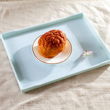 正想 欧式长方形树脂托盘 创意茶具水杯塑料茶盘餐盘水果盘洗漱口杯收纳盘子 蓝色树脂托盘 30*22*1.8cm