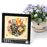 燕云州蔚县手工剪纸画工艺品龙马镜框摆件中国风特色礼品送老外出国礼品 彩生肖猪（可定制）