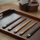 悠米兔yomerto 木筷子木制防滑创意日式实木质尖头筷子便携家用餐具 298栗色筷子1双