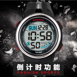 百圣牛大表盘运动手表多功能防水表夜光秒表倒计时游泳表大数字电子表 黑色