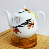 祥燕（xiangyan） 700毫升容量耐热茶壶花茶茶壶套装青花陶瓷茶壶家用带过滤网茶水分离大茶壶 鸣蝉福到