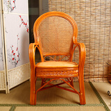 欧呈家具 藤椅椅子天然真藤椅老人高靠背阳台书房 客厅办公麻将椅子三件套 普通款金黄色一把