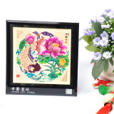燕云州蔚县手工剪纸画工艺品镜框摆件中国风特色礼品送老外熊猫出国礼物 连年有余