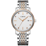 西亚尼（CIRNI）情侣手表一对送女友男朋友礼物简约气质时尚潮流 玫金壳白面钢带男款