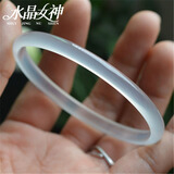 水晶女神珠宝 天然白玛瑙细手镯 圆边可爱女百搭时尚玉髓玉镯 玉髓水晶玉手镯细条镯子 54到55