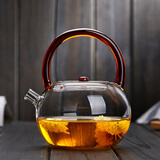 美斯尼 茶壶玻璃煮泡茶壶带提梁煮茶器耐热玻璃大容量烧水壶 褐色提梁