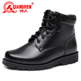 强人3515强人男靴子冬款羊毛短靴保暖棉鞋户外棉靴雪地靴男马丁靴 黑色 42