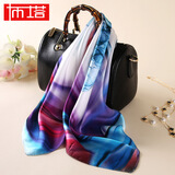 PTAH真丝小方巾女士春秋百搭小丝巾桑蚕丝空姐领巾杭州丝绸围巾 蓝色