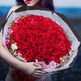 来一客情人节红玫瑰生日花束鲜花速递同城配送全国表白求婚礼物 33朵红玫瑰相思梅款