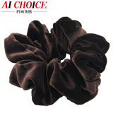 AiChoice气质绒布发圈职业头花发绳韩国头绳天鹅绒头饰扎马尾大号盘发皮筋 深咖啡大号