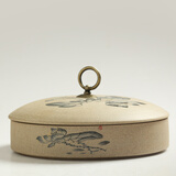 正扬 老岩泥粗陶土茶叶罐大号普洱陶瓷茶罐 茶饼盒 七子饼储存罐 醒茶罐子 粗陶普洱罐单片装-清韵荷香