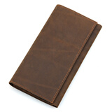 Geremen钱包男长款头层牛皮钱夹皮夹复古大容量男票夹护照包手机包8110 深棕色