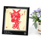 燕云州中国风特色礼品手工窗花镜框摆件剪纸工艺品福字成品送老外可定制 卡通生肖羊