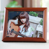 约美相框办公室实木相框儿童摆台木质玻璃镜面实木洗照片个人写真实木 红木色 6寸 7寸 8寸三组合