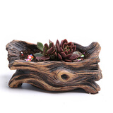 欧林泽 陶瓷花盆 陶泥多肉植物绿植花器 创意桌面仿老根根雕生态树桩陶盆 中式个性 木桩 款式6/长18.5*宽9.6*高8厘米