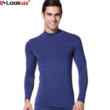 LOOKSEE莫代尔基础内衣高弹柔软中高领修身打底男秋衣上衣单件T7005衣 宝石蓝T7005衣-161 2XL