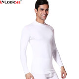 LOOKSEE莫代尔基础内衣高弹柔软中高领修身打底男秋衣上衣单件T7005衣 象牙白T7005衣-181 XL