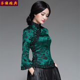 华族经典新款春装中式唐装女装复古上衣汉服改良时尚外套长袖古装 绿色-预售十五天 XL