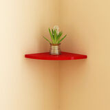 城市密码 扇形墙上置物架烤漆转角搁板三角装饰架墙角托架墙壁角落壁挂 红色一块