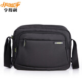 亨得利商务单肩包 方形横款休闲男包斜挎包女户外男包运动韩版潮 黑色