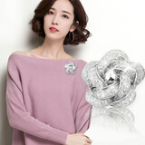 依特玫瑰花胸针高档女士气质西装西服胸花别针丝巾扣配饰品生日礼物女 白金色