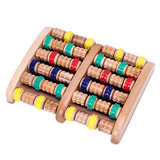 冀恒康 木质滚轮搓排 足底按摩器 脚底按摩器 足部经络按摩轮 实木脚搓排 彩色六排足底按摩器