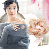 依特玫瑰花胸针高档女士气质西装西服胸花别针丝巾扣配饰品生日礼物女 玫瑰金