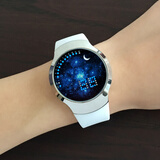 乐心潮流个性创意星空触屏表LED男表情侣表时尚女款手表韩版学生表 二代触屏 经典款 白带星空