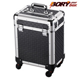 博瑞（BORY）拉杆美甲箱化妆箱静音万向轮专业跟妆美发纹绣工具箱 黑色 空箱