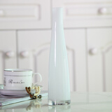 爱泽宝现代田园风格时尚细口玻璃花瓶小花插彩色透明客厅简约餐桌摆件 白色花瓶