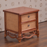 藤妃 藤床头柜 藤编床头柜 收纳柜 复古藤编抽屉柜 藤编柜