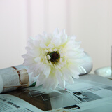 爱泽宝现代田园风格时尚细口玻璃花瓶小花插彩色透明客厅简约餐桌摆件 白色非洲菊