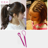 艾梵妮韩国发饰品拉发针盘发穿发棒丸子头花苞盘发器儿童女马尾编发工具 拉发针梅红色