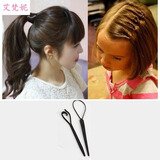 艾梵妮韩国发饰品拉发针盘发穿发棒丸子头花苞盘发器儿童女马尾编发工具 拉发针黑色