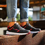 鸿星尔克男鞋跑步鞋男秋冬季男士运动鞋皮面慢跑鞋复古旅游鞋男款 正黑/大红 42