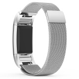 易科森（ECSEM） 米兰不锈钢表带钢带 适用fitbit charge 2智能运动手环 米兰尼斯金属磁扣款 银色