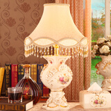 梵莎奇欧式台灯奢华客厅卧室床头灯田园复古装饰台灯陶瓷灯具灯饰送礼 按钮开关小号