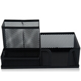 广博（GuangBo）笔筒办公收纳圆形/方形/多功能笔筒网纹防锈金属办公用品创意简约桌面整理收纳 多功能+金属网