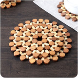 隔热垫竹制餐垫 加厚圆形环保镂空桌垫  厨房餐具锅垫防烫碗垫 圆形小号