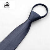 APLENTYJAZZ适领爵士 拉链领带男黑色懒人正装商务面试纯色免打领带7cm 深灰色