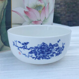 美味世家酒店餐厅家用餐具米饭碗4.5英寸陶瓷护边碗汤碗纯白沙拉甜品面碗 4.25英寸青花饭碗